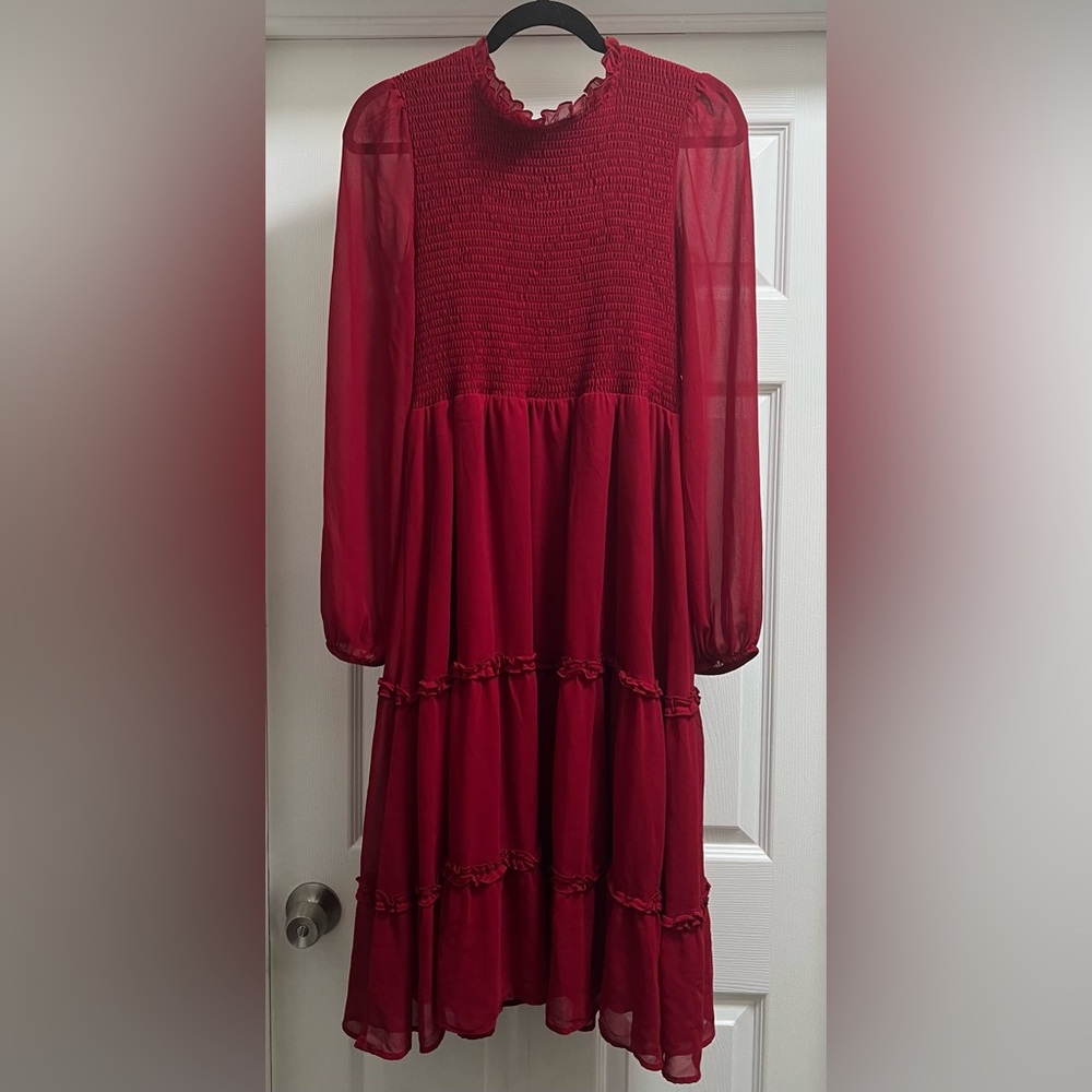 Elegant Red Chiffon Dress